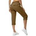 thumbnail image 3 of Qulqfy Cotton Women's Pants 2025 Brown Capri Casual High Waisted Petite with Pockets Cargo Pants Trousers Women L, 3 of 8
