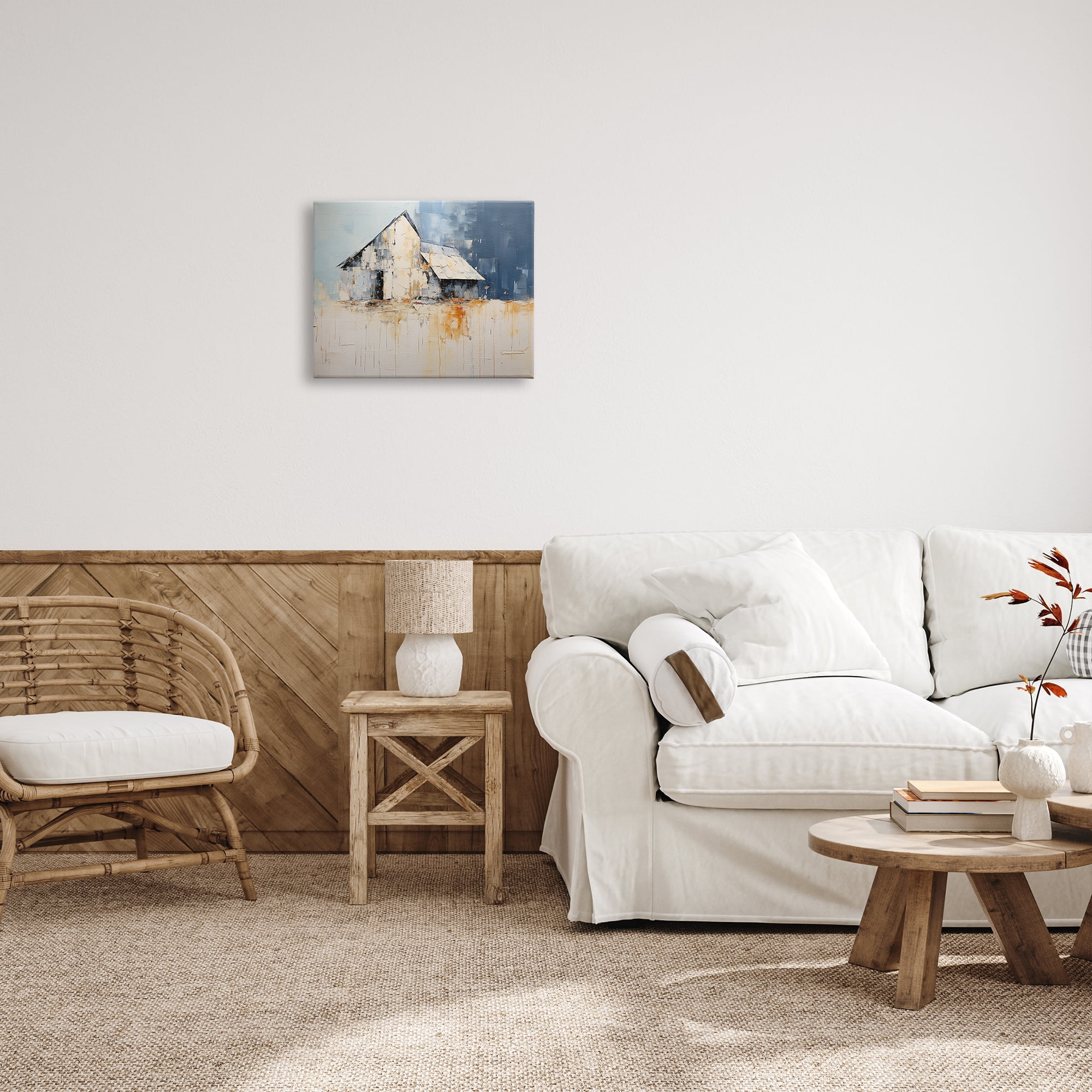 Stupell Industries Barn Painting Abstraction Abstract Painting Gallery Wrapped Canvas Art Print Wall Art, 20 x 16