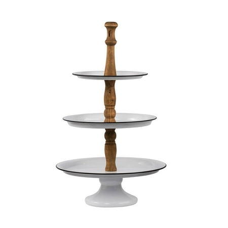

A & B Home White And Natural Three-Tier Metal Trays On Stand 44182-DS