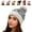 Gray, variant on Women Sequin Knitted Beanie Hat, Winter Knitted Cable Skull Cap with Shiny Bling & Removable Faux Fur Pom-Pom, Pink