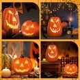 thumbnail image 4 of Carved Face Jack O Lantern Pumpkin Figurine, Halloween Table Centerpiece, Seasonal Accent Decor for Fall Thanksgiving, Living Room Bedroom Shelf Mantel Ornament, 4 of 7