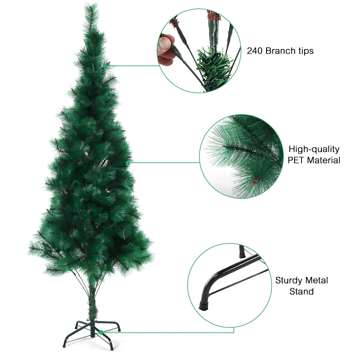 Kepooman 6ft Artificial Pine Christmas Tree with Solid Stand, Christmas Festival Decorations for Indoor - Green Kepooman 6ft Artificial Pine Christmas Tree with Solid Stand, Christmas Festival Decorations for Indoor - Green