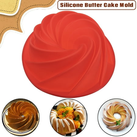 Paderno Butter Mold 9'' Large Bundt Swirl Silicone Butter Baking Mold Cake Pan Bread Cupcake Mould Bakeware Baking Supplies ()