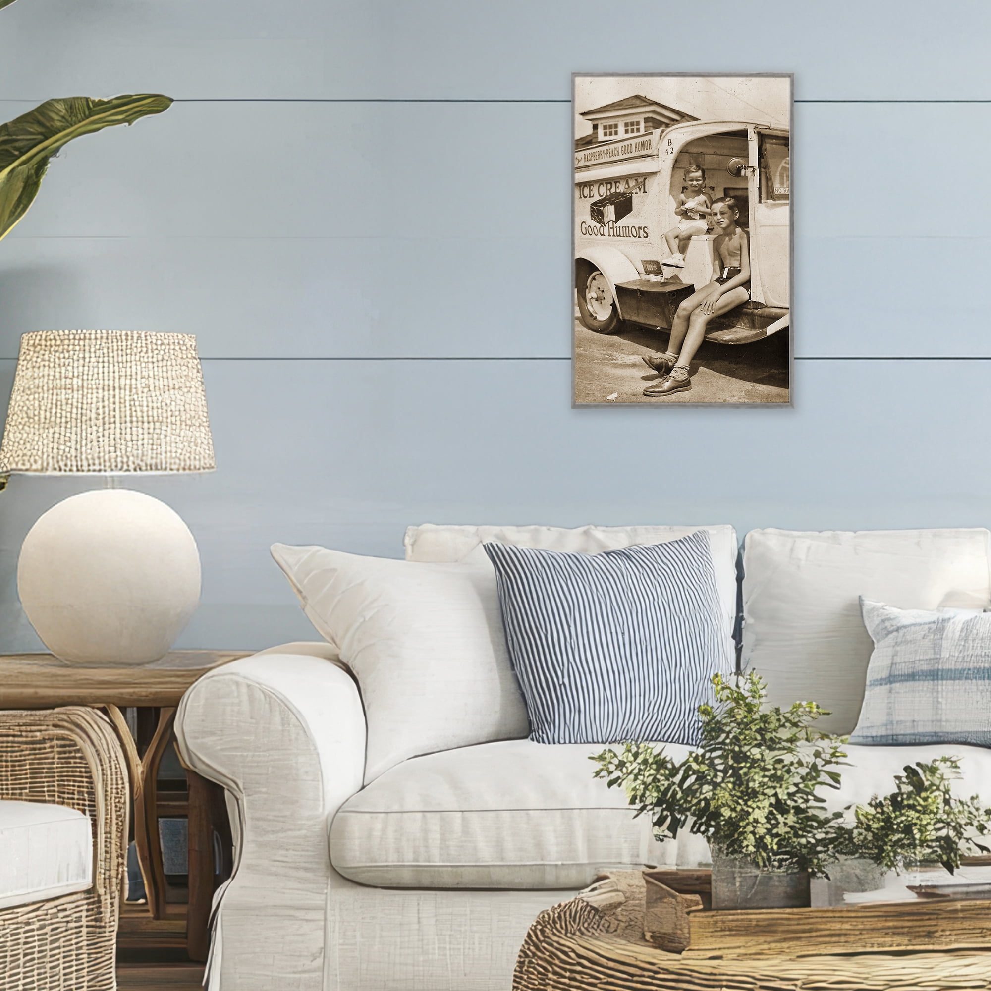 Stupell Industries Vintage Ice Cream Truck Gray Framed Giclee Art, design by Grotto Studios