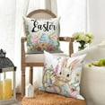 thumbnail image 2 of Happy Easter Bunny Throw Pillow Covers 18x18 Set of 4,Cute Rabbits Flower Eggs Decorative Pillow Cases for Bedroom Sofa Couch, 2 of 6