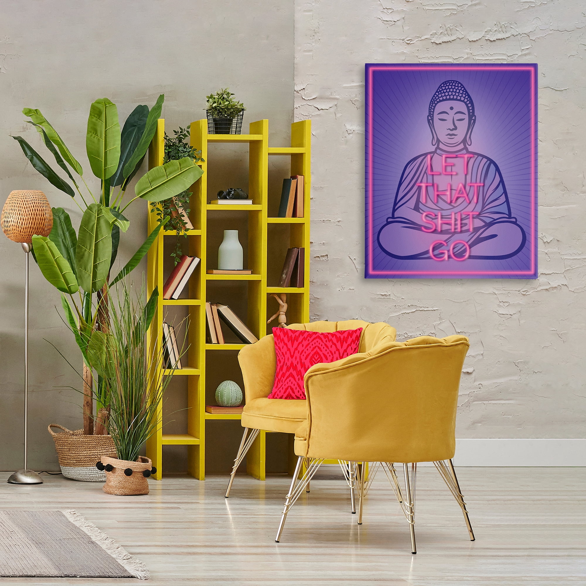 Stupell Industries Let That Sh*t Go Meditation Novelty & Humor Painting Wrapped Canvas Art Print Wall Art, 30 x 40