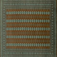 thumbnail image 1 of Ahgly Company Machine Washable Indoor Square Oriental Turquoise Blue Industrial Area Rugs, 4' Square, 1 of 4