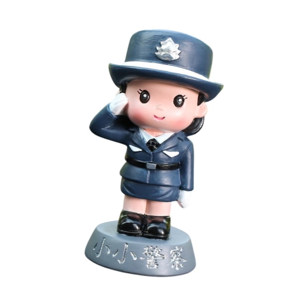 Figura de policía, estatua de resina, minifigura decorativa, adorno creativo para tarta. Estatua de niña