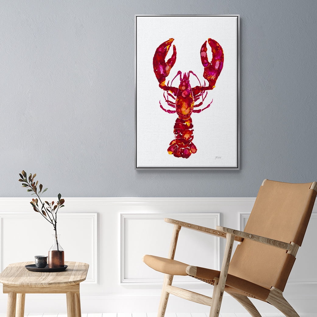 Lobster Framed Premium Gallery Wrapped Canvas - Ready to Hang - 17 x 25 - Silver Floating Frame