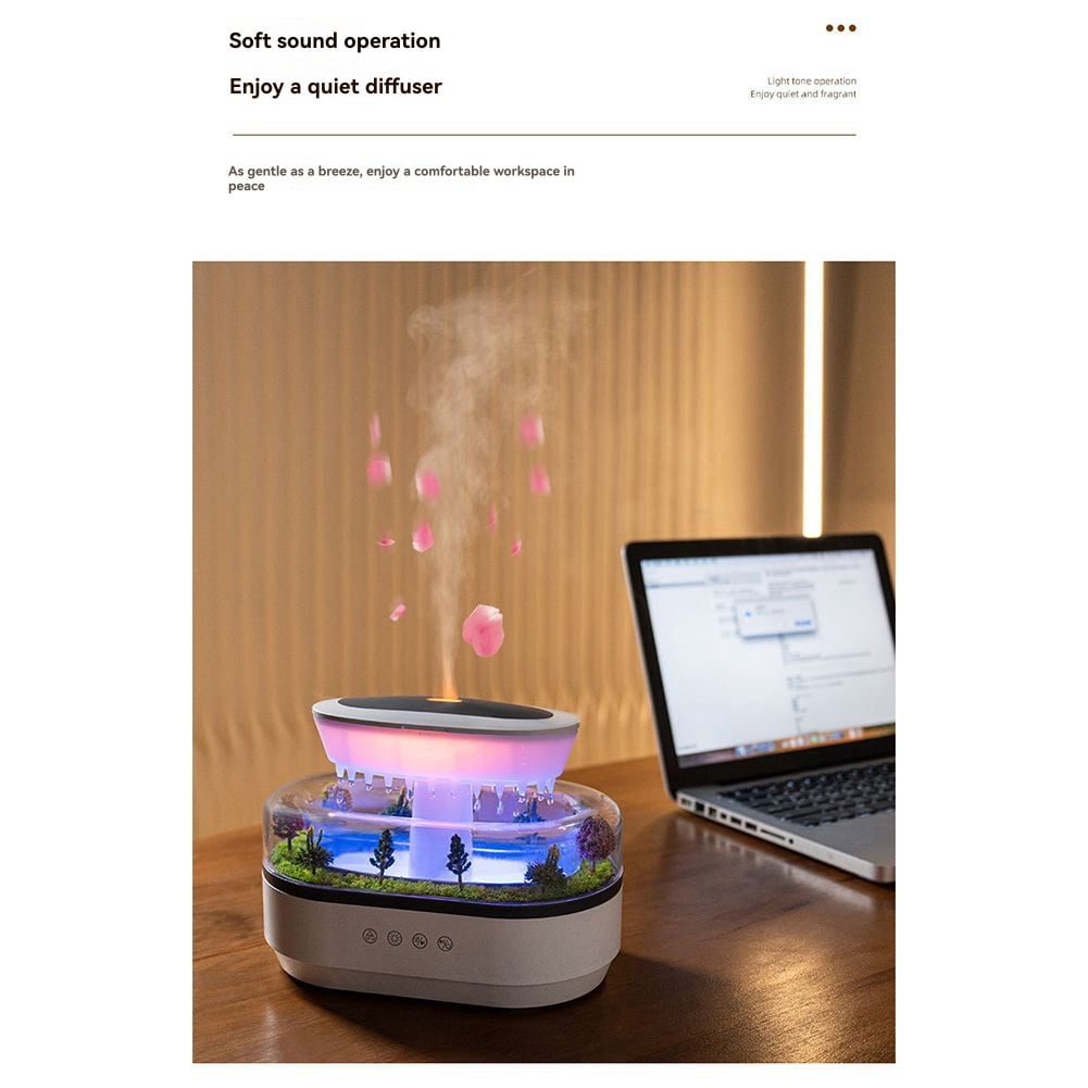 Aroma Humidifier Raindrop Air Humidifier Light White Noise Essential Oil Diffuser Ultrasonic Fragrance Diffuser US Plug