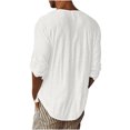 thumbnail image 5 of Taqqpue Men's Cotton Linen Long Sleeve Shirts Casual Solid Color V Neck Blouse Tops Comfy Lightweight Loose Mens Tee Undershirts, 5 of 8