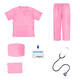 thumbnail image 4 of Conjunto de 6 piezas de disfraz de médico y enfermera para niños, camisa, pantalones y accesorios médicos con estetoscopio real para juego de rol de Halloween., 4 of 6