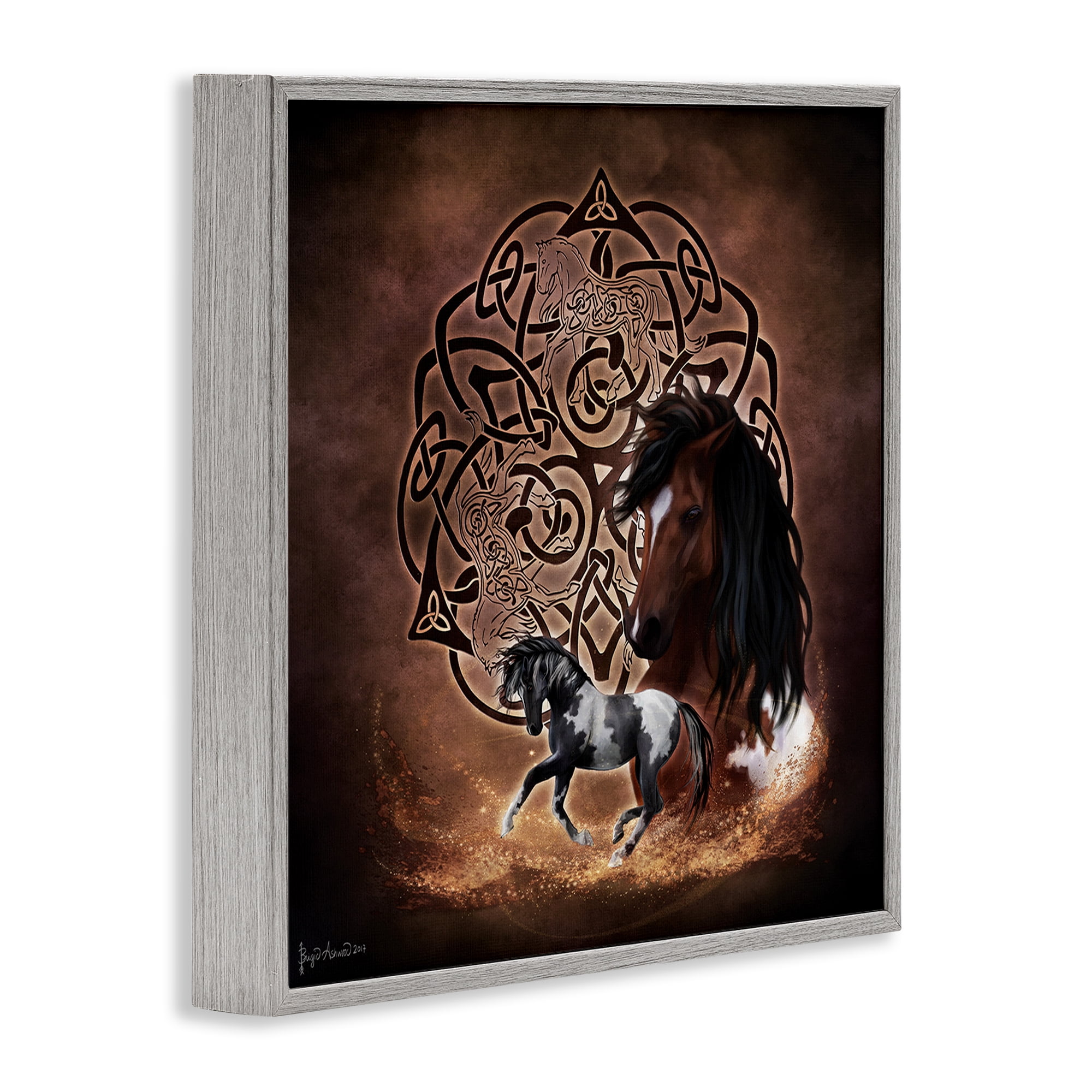 Stupell Industries Horse Celtic Knot Animals & Insects Painting Gray Framed Art Print Wall Art, 24 x 24