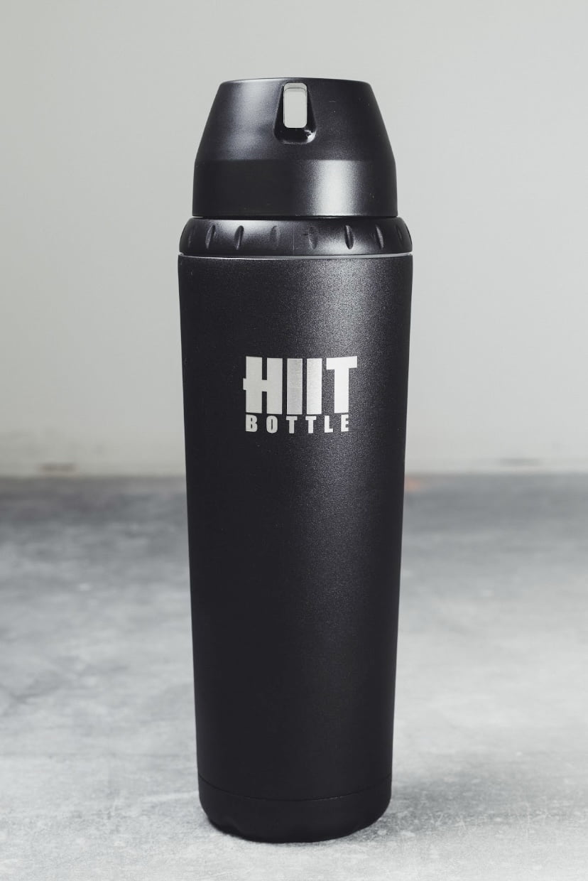 HIIT Bottle (Black. Stainless Steel Insulated Water Bottle with and Mixer (24 oz. BPA Free)