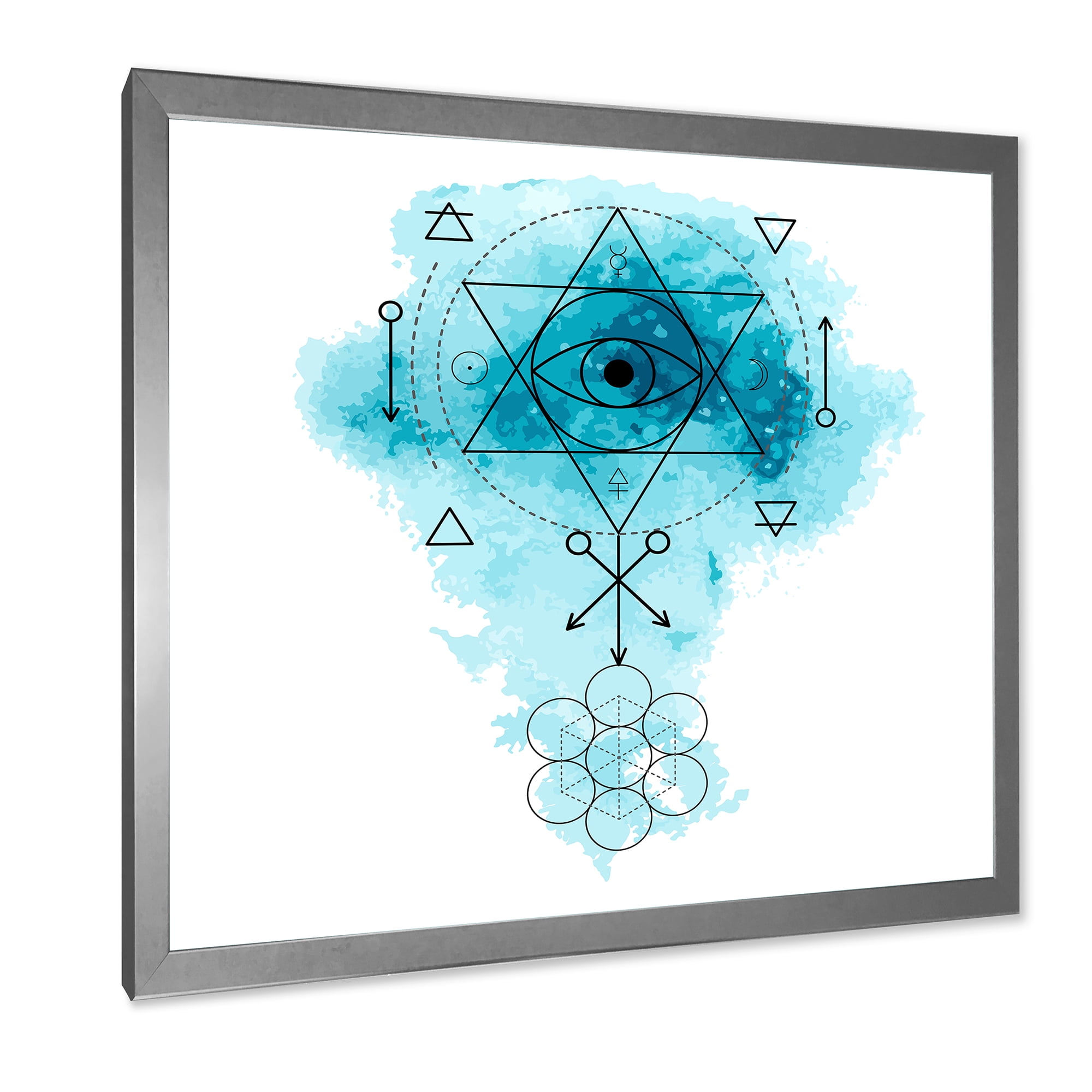Designart 'Sacred Geometry and Symbol of Alchemy II' Bohemian & Eclectic Framed Art Print