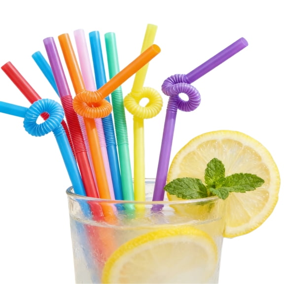 Gixusil 100-Pack Colorful Bendable Straws for Parties | Reusable Plastic Drinking Straws for Juice, Milk Tea & Beverages