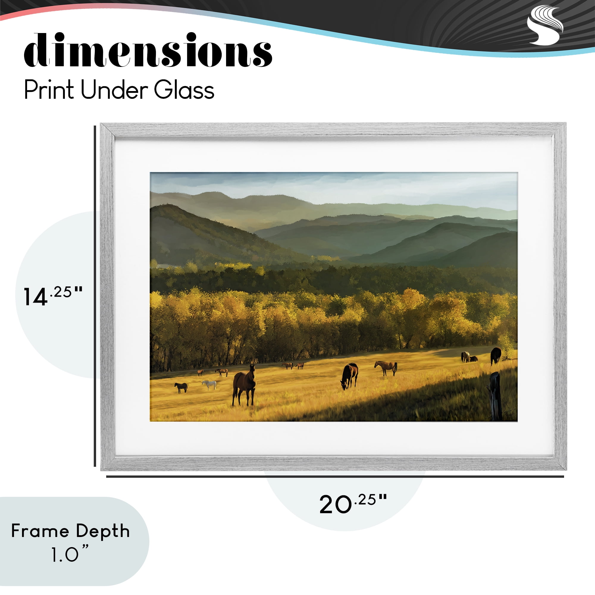 Stupell Industries Grazing Horses in Valley Gray Framed Print Under Glass, design by Renel Peters