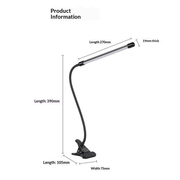 LED Clip on Light Reading Lights for Books in Bed, Dimmable Clamp Lamp, Flexible Book Light Clip on for Bed Workbench Drafting,USB Adapter Included