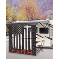 thumbnail image 5 of 4th of July RV Awning Sun Shade Screen 9'X7' Patriotic American Flag Mesh Sunscreen Black Stars Stripes Faith Awning Shade Screen with Zipper UV Blocker Completed Kits for RV Motorhome Camper, 5 of 7