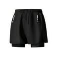 thumbnail image 2 of Yaoyar Mens Athletic Running Shorts, Men Large Size Solid Color Casual Fashion Loose Sports Three-quarter Pants Drawstring Pockets Double Layer Exercise Shorts Pants, 2 of 9