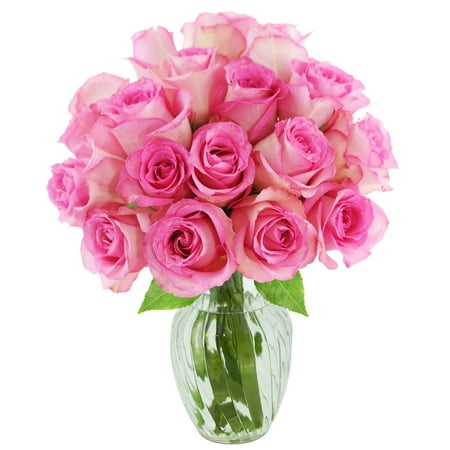 KaBloom: 18 Pink Roses with vase Next-Day Delivery Gift for Every Occasion. KaBloom: 18 Pink Roses with vase Next-Day Delivery Gift for Every Occasion.