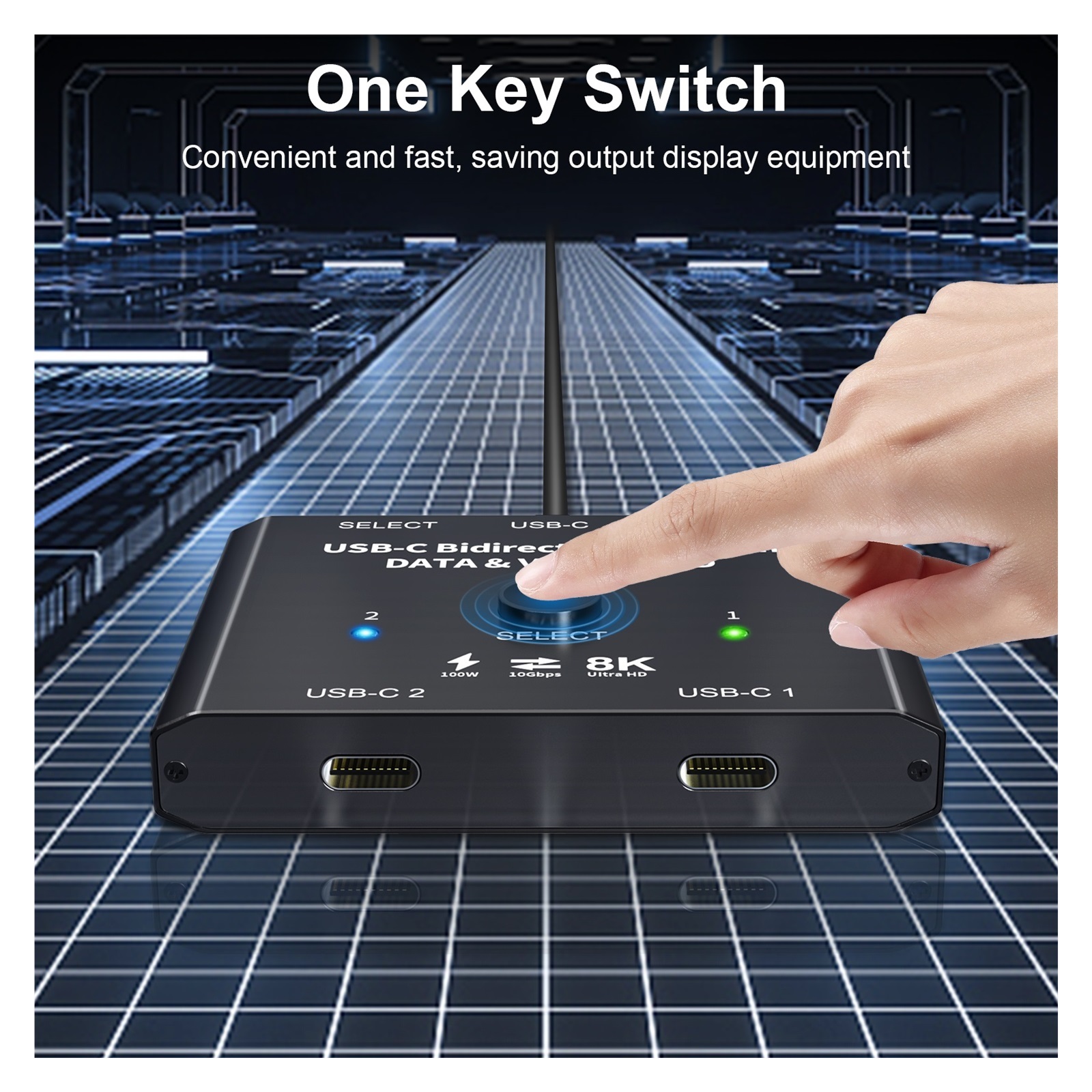 100W USB C Two-way Switcher Type-C Splitter 2x1/1x2 Bi-Direction KVM Data Video Switcher 8K For Computer Monitor Multiple Source ,Wide Compatibility