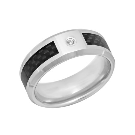 Men's Diamond Accent Ring in Tungsten with Carbon Fiber, 8mm