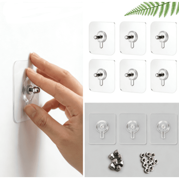 Nail Free Stickers For Walls Heavy Duty No-Drill Screw Stickers Adhesive Hooks Wall Hangers Without Nails For Wall Mount,0.5 in(52 thread)