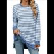 thumbnail image 1 of Camisa Informal de Larga A Rayas para Mujer, , con Cuello Redondo, Ajustada, Holgada, Básica Azul y M, 1 of 10