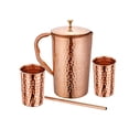 thumbnail image 1 of Jarra de agua Taluka hecha a mano de cobre puro de 2 litros con 2 vasos, 1 of 8