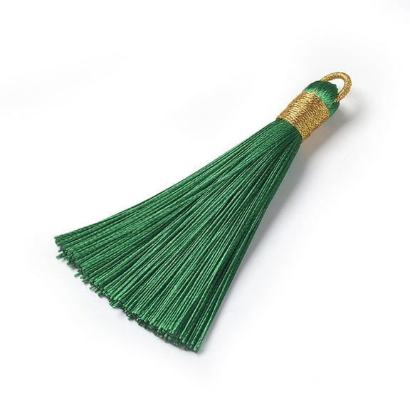 Polyester Tassel Pendants Sea Green 80~83x7~8mm Hole: 5~7mm