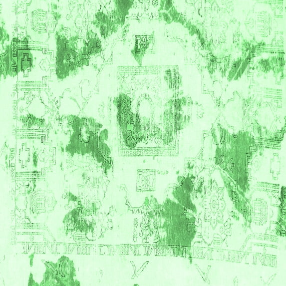 Ahgly Company Indoor Square Abstract Emerald Green Modern Area Rugs, 8' Square