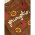 thumbnail image 6 of Toddler Baby Boy Girl Halloween Outfit Knit Chunky Pumpkin Sweaters Crew Neck Pullover Sweatshirt Tops Fall Winter Clothes, 6 of 7
