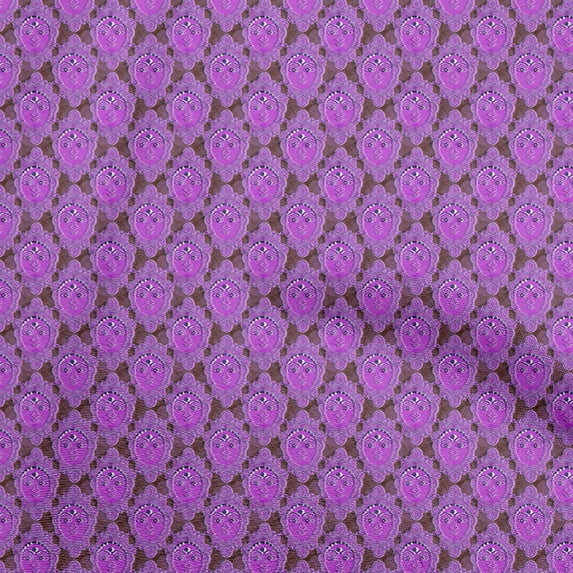 oneOone Velvet Purple Fabric Kalamkari Quilting Supplies Print Sewing Fabric By The Yard 58 Inch Wide