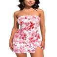 thumbnail image 4 of Mini-robe Sans Bretelles à Imprimé Floral avec Ourlet Fendu pour Femme, 4 of 7