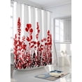 thumbnail image 3 of Rustic Field Shower Curtain, Silhouette Flower Herb Bathroom Decor Curtains Set with Hooks, Red Waterproof Fabric Home Accessories， 72 X 72 Inch Long, 3 of 6