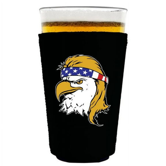 Eagle With Mullet & USA Bandana Pint Glass Coolie (Black)