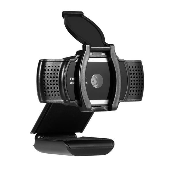 Webcam avec microphone et trépied, caméra 1080P avec couvercle et