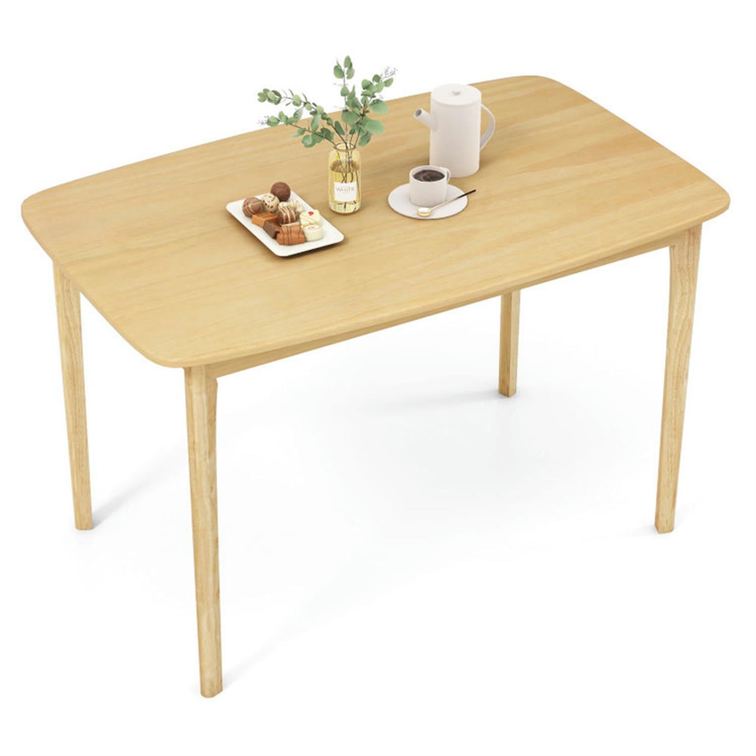 Demi Bonn 48" Solid Wood Dining Table with Rubber Wood Supporting Legs for Kitchen Dining Room, Modern Rectangular Dining Table Furniture, Beige