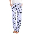 thumbnail image 2 of Clearance Items QATAINLAV Womens Summer Linen Pants Vacation Beach Outfits Trendy Boho Print Lounge Trousers Loose Fit Casual Drawstring Wide Leg Palazzo Pants with Pockets Multicolor M, 2 of 5