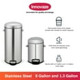 thumbnail image 5 of Innovaze 8 and 1.3 Gallon Stainless Steel Round Step-on Trash Can Set with Lid for Kitchen and Bathroom, Silver, 5 of 9