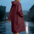 thumbnail image 4 of Womens Long Raincoats Rain Jacket Waterproof Packable Hooded Windbreaker Red L, 4 of 7