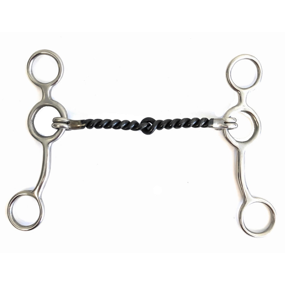 Jr Cow Horse Sliding Gag Horse Bit 5" Curved Sweet Iron Twisted Wire