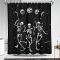 thumbnail image 2 of Funny Skull Shower Curtain Skeleton Goth Gothic Spooky Witchy Witch Black and White Halloween Moon Moonlit Phase Starry Night 60 x 72 Inch Polyester Fabric Waterproof 12 Pack Hooks, 2 of 7