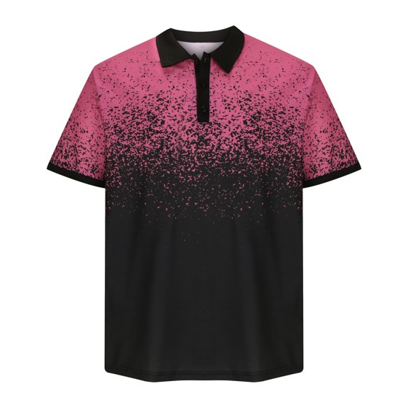 Golf Shirts for Men Pullover Button Collared Short Sleeve T-Shirts Mens Casual Gradient Printed Stretchy Slim Breathable Going-Out Workout Tees Tops