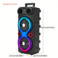 thumbnail image 6 of 6000W Wireless Speaker, Dual 8. 5/6.5" Portable Speaker, Loud with BASS, with RGB Party Lights Wireless Microphone with Volume Control, USB Rechargeable Outdoor Subwoofei, 6 of 11
