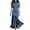 Light Blue, variant on Women's Off Shoulder Denim Dress – French Mesh Pleated Flowy Maxi Dress – Slimming Short Sleeve Party Dress for Summer – Size S-XXL