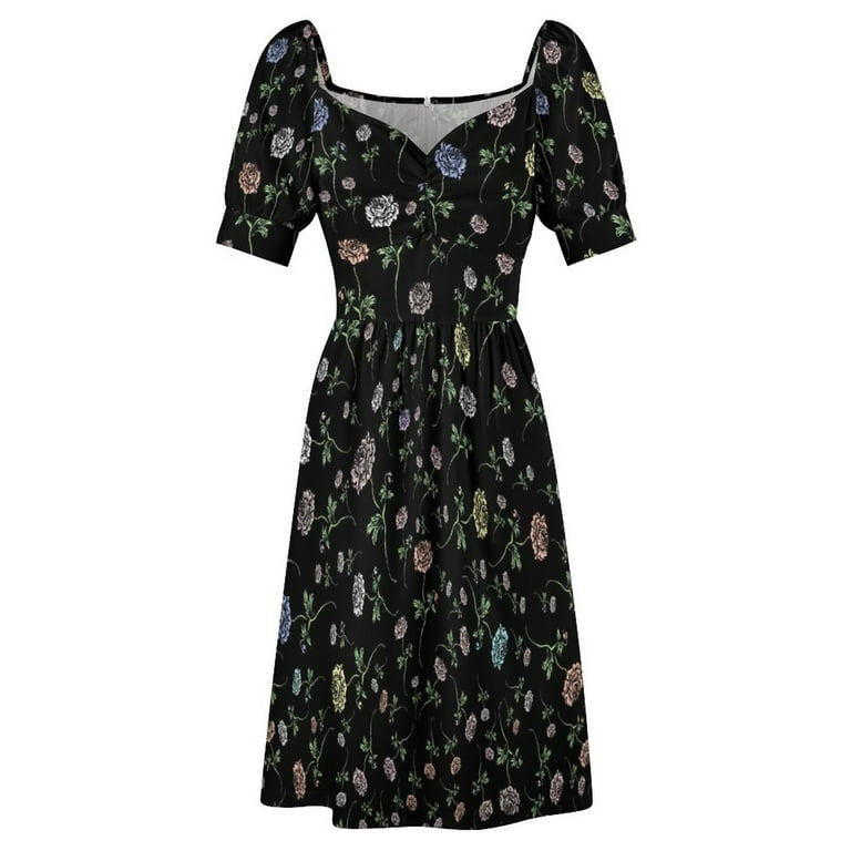 Scattered Flowers Black Sleeveless Dress elegant women's sets prom dress -  Walmart.com