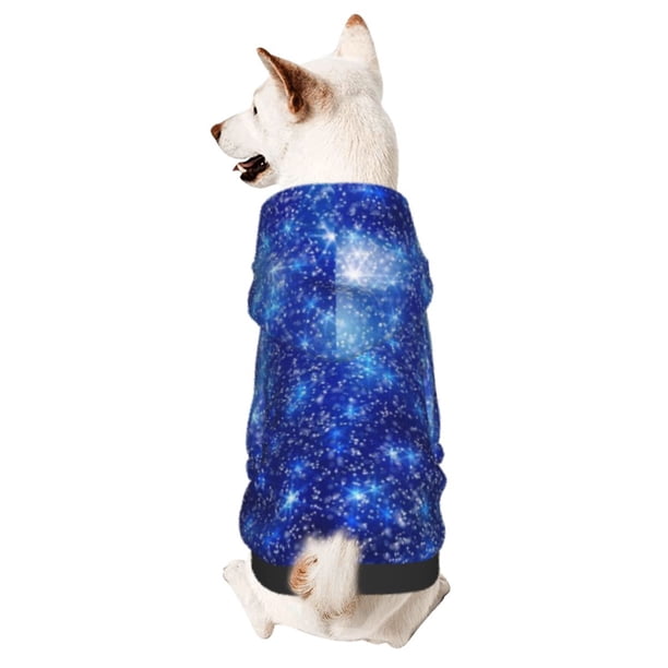 Fotbe Blurred Star Snow Christmas Sudadera con Estampado para Perros Pequeños – Suéter con Capucha para Mascotas, Tela Suave de Forro Polar con Bolsillo-Large