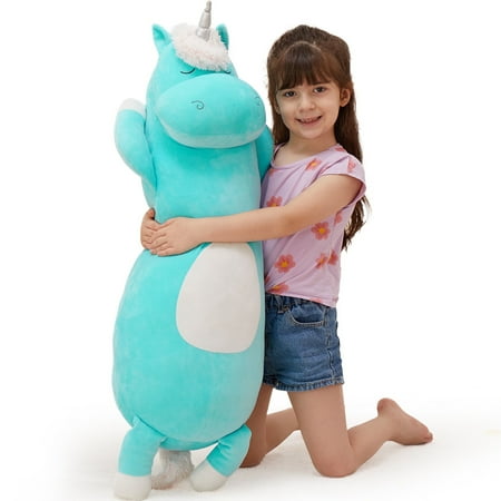 Tezituor 36.2'' Giant Green Unicorn Stuffed Animal Stuffed Unicorn Body Pillow Plush Toy